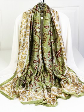 Premium Silk Feeling Spring Print Scarf